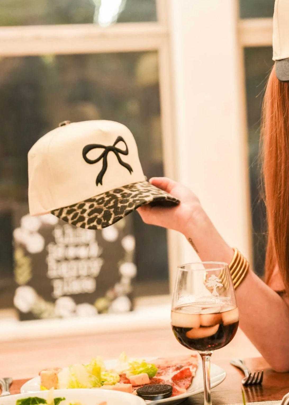 Cheetah bow hat