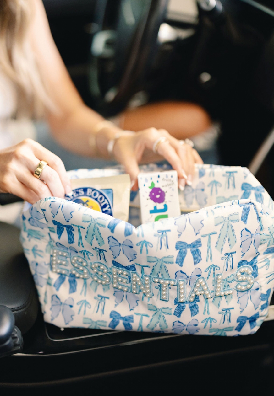 Essential blue bow XL pouch