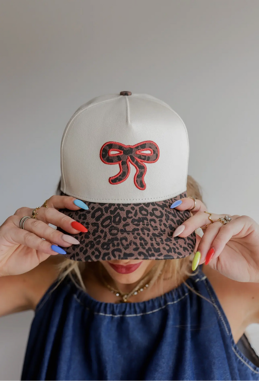Seeing cheetah bow hat (preorder)