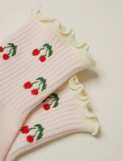 🍒 ruffle pilate socks- pink