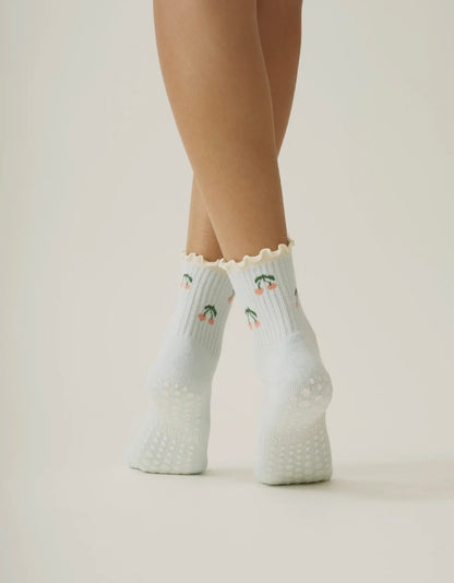 🍒 ruffle pilate socks - blue