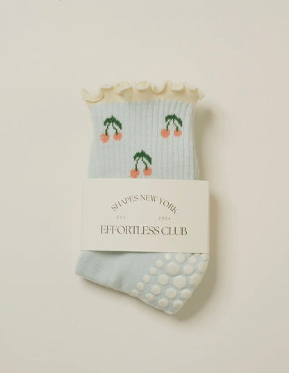 🍒 ruffle pilate socks - blue