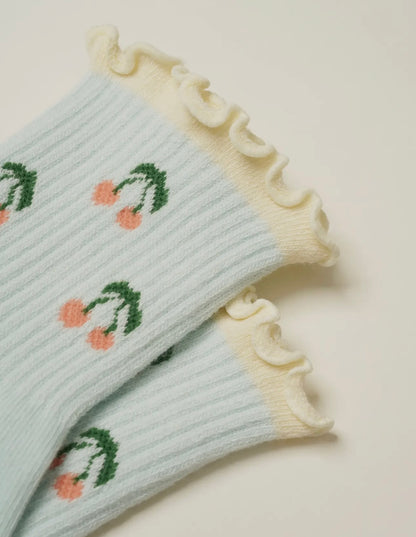 🍒 ruffle pilate socks - blue
