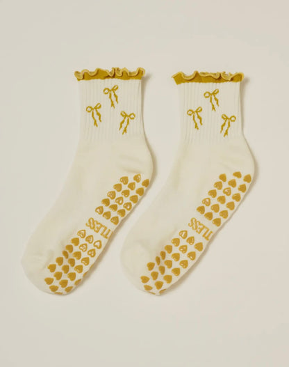 Bow ruffle Pilate sock- gold