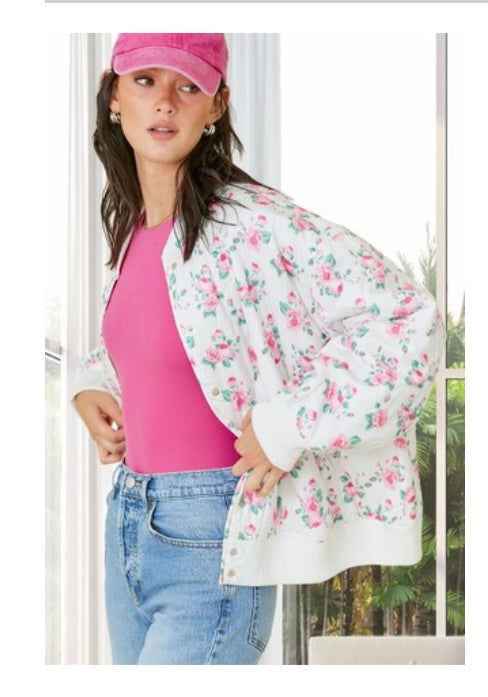 Floral oversized bomber jacket