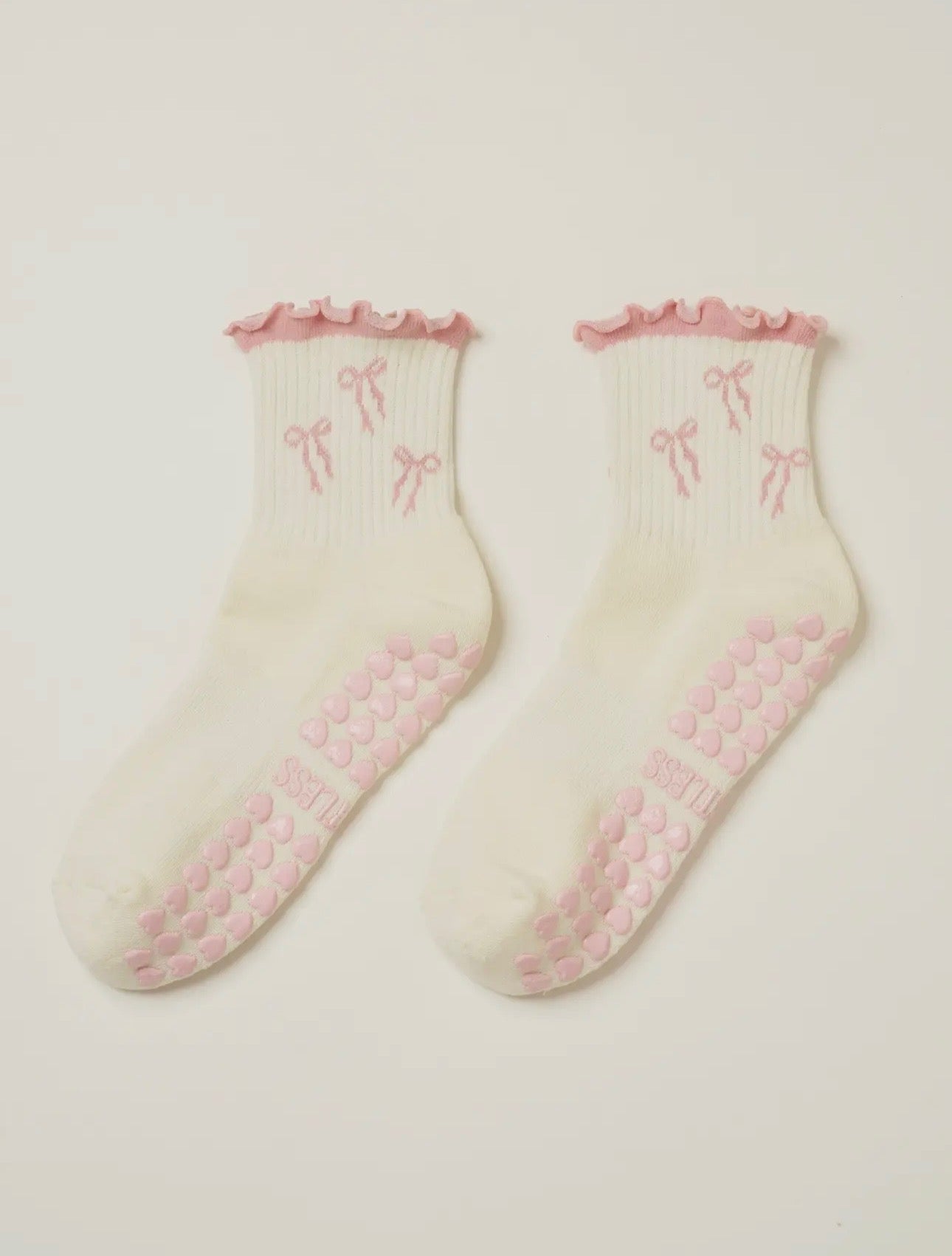 Bow ruffle pilate sock - pink 🎀