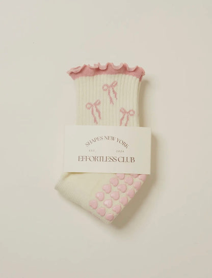 Bow ruffle pilate sock - pink 🎀