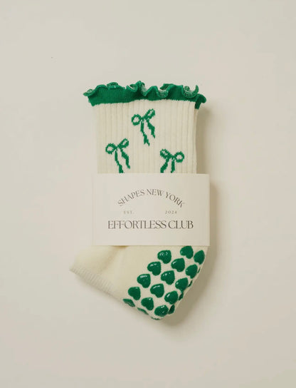 Bow ruffle pilate sock- green 💚