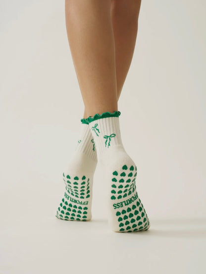 Bow ruffle pilate sock- green 💚