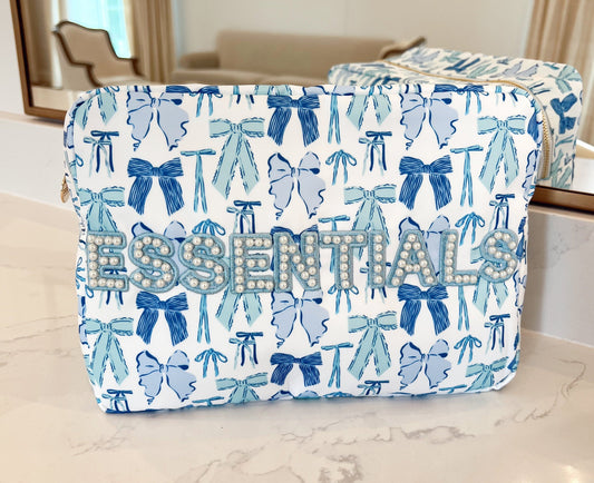Essential blue bow XL pouch